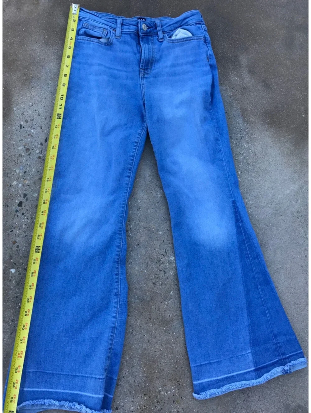 Gap 70s High Rise Flare Jeans Size 16 Blue Medium Wash Denim Two-Tone Stretch